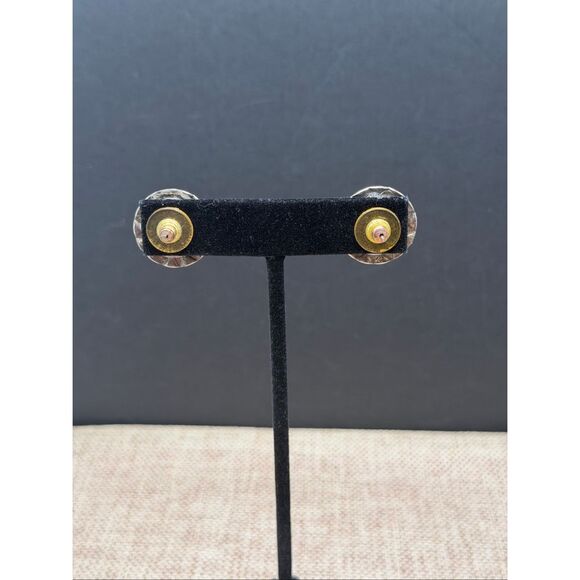 Large Crystal Statement Stud Earrings Round Rhinestone Posts - Picture 2 of 7